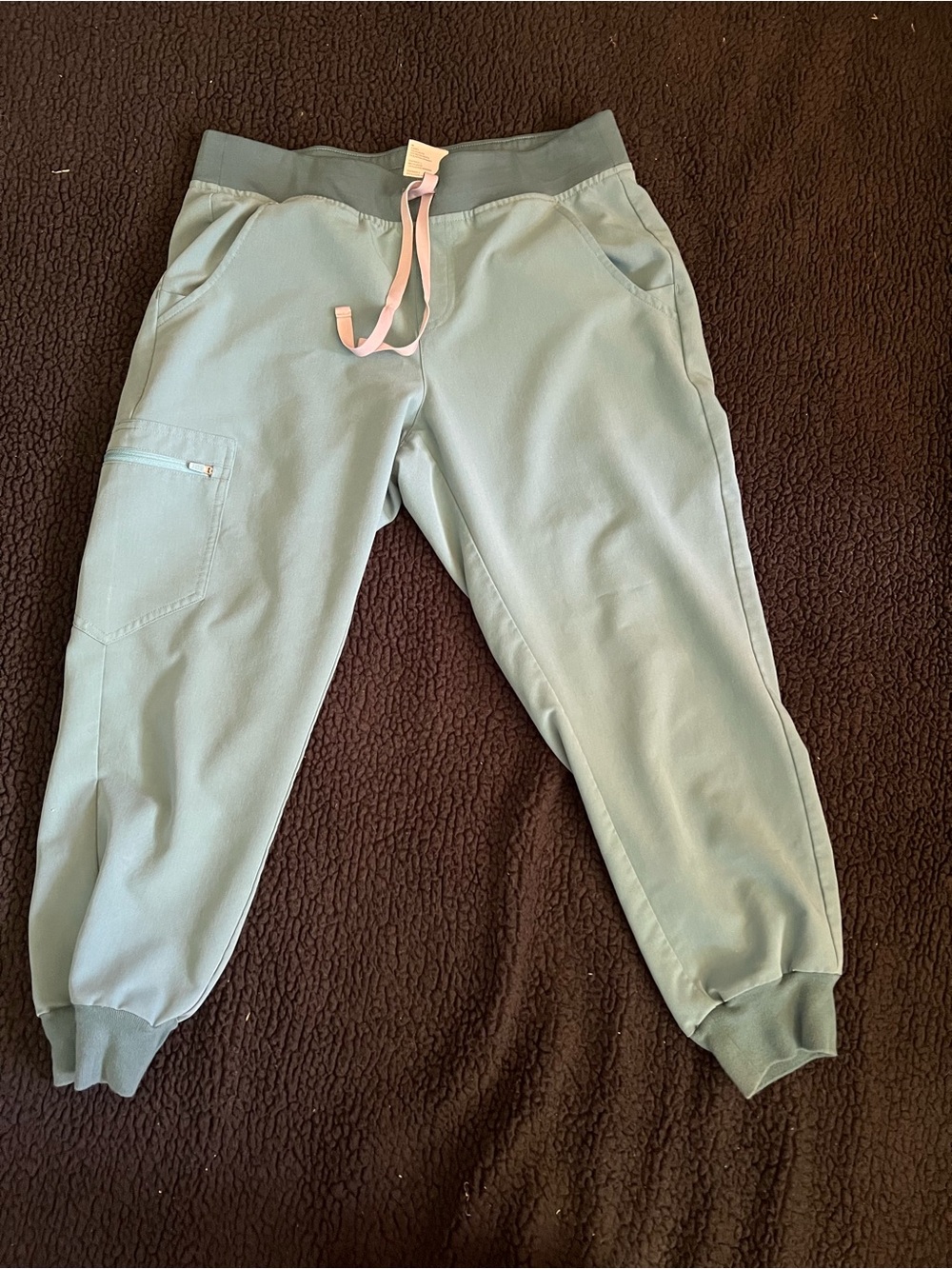 Figs Kids Sage Green Joggers with Pink Drawstring